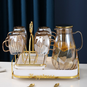 Uống thủy tinh cao Borosilicate nước Jug Glass Pitcher <span class=keywords><strong>Set</strong></span> với Glass cup <span class=keywords><strong>Set</strong></span> với nồi - Product Image 1