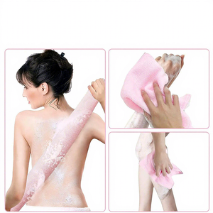 Custom Logo Exfoliating <b>Washcloth</b> Towel for Men Women Body Exfoliating Bath Wash Cloth Back Scrubber Washer Net Back Scrubber - Product Image 4
