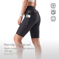 Shorts de sport pour femme en Spandex, taille élastique, avec poche, pour triathlon et cyclisme, coupe ajustée, extensibles, séchage rapide, à quatre points