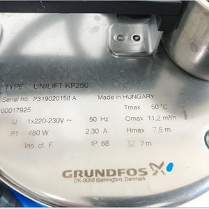 ปั๊มจุ่มใต้น้ำสแตนเลส Grundfos KP250-AV-A-M-1 ระยะส่ง 7 เมตร แบบแรงเหวี่ยง ใช้ไฟฟ้า สำหรับระบายน้ำเสียในครัวเรือน - Product Image 2