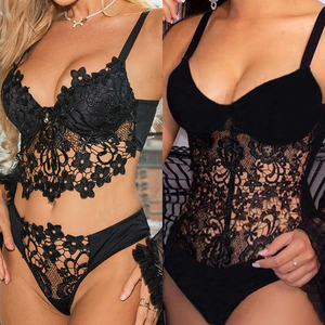 Ensemble de lingerie sexy en maille dentelle pour femmes personnalisé en usine - Product Image 4