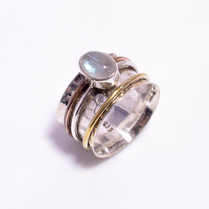 แหวนสปินเนอร์สำหรับผู้หญิงแหวนแต่งงานหินลาบราดอไรต์ธรรมชาติสีเงินสเตอร์ลิง925แข็งสไตล์โบฮีเมียน - Product Image 2