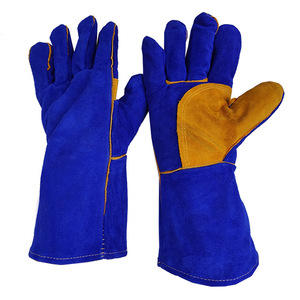 Welding <b>Gloves</b> Double Layer Cowhide Reinforced Thumb <b>Long</b> Sleeve Fireproof For Welding Industry - Product Image 1