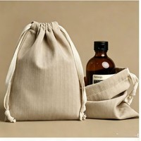 Sac à cordon en toile à chevrons, pochette de rangement robuste en coton et lin de qualité supérieure pour chaussures et accessoires, personnalisable