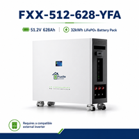 Batterie LiFePO4 sur pied de 32 kWh, 51,2 V, système de stockage d'énergie solaire à cycle profond, armoire mobile avec roues pour la sauvegarde à domicile