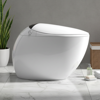 Toilette à bidet ronde intelligente avec réservoir d'eau intégré Cuvette murale à siphon en S montée au sol avec télécommande incluse