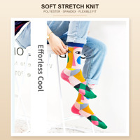 Chaussettes fantaisie personnalisées OEM, polyester et élasthanne, imprimé visage abstrait, chaussettes décontractées pour hommes et femmes, vente en gros