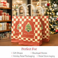 Sacs cadeaux en papier personnalisés pour Noël avec poignées torsadées, sacs shopping en papier kraft pour les fêtes, vente en gros pour l'emballage de cadeaux de détail