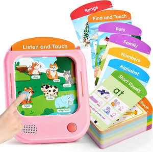Tablette d'apprentissage pour enfants OEM, 106 cartes parlantes espagnol et <span class=keywords><strong>anglais</strong></span> avec 20 jeux interactifs, jouet Montessori - Product Image 1
