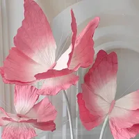 Décoration de mariage : Papillons 3D faits main en papier, fleurs artificielles pour allée, scène, vitrine, ornements et aménagement