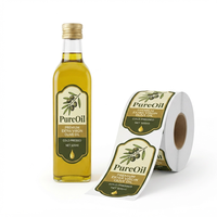 Étiquettes alimentaires personnalisées, autocollantes, en rouleau, papier mat, estampage à chaud en feuille d'or pour bouteille d'huile d'olive, emballage alimentaire