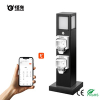 Station d'alimentation extérieure en acier inoxydable IP66 résistante aux intempéries, 2 prises, lumière LED, télécommande Wi-Fi, normes multi-nationales
