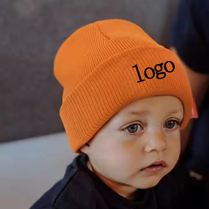 Venta al por mayor personalizado liso suave cálido acrílico de punto niños pequeños sombreros niños bebé gorro de invierno - Product Image 2