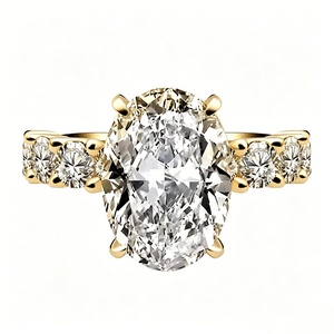 Elegante Anillo de Compromiso de Oro de 18K con Moissanita de Corte Ovalado de 3CT, Solitario con Halo Oculto, Joyería para Mujer - Product Image 2