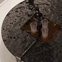 Ensembles de meubles de table basse en verre de couleur spéciale de la meilleure qualité avec pieds en acier pour canapé côté salon ensembles de table