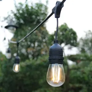 Lâmpadas exteriores de 48ft, lâmpadas vintage de edison à prova d'água, 15 lâmpadas penduradas, para pátio resistente, para bistro jardim