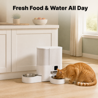 Distributeur automatique de nourriture et d'eau pour animaux de compagnie intelligent 2-en-1 avec caméra 3MP