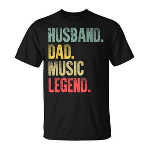 T-shirt retrò da uomo con stampa Husband Dad Music Legend, abbigliamento casual da uomo - Product Image 2