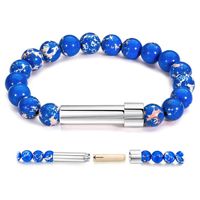 Bracelet en perles de pierre naturelle agate œil de tigre avec tube en acier inoxydable, message personnalisé, bracelet à perles réglable