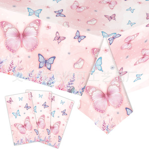 Spring Butterfly Disposable <b>Tablecloth</b> <b>Rectangle</b> Paper Digital Printing Birthday Party Decorations Environment Friendly - Product Image 1