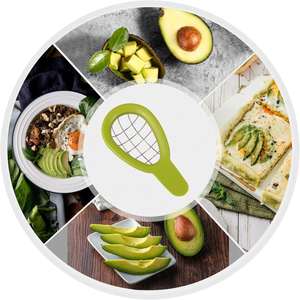 Utensilios de Cocina Personalizados al por Mayor, Cortador de Frutas y Verduras Multifuncional Ecológico de Plástico Verde, Cuchara para Cortar - Product Image 3