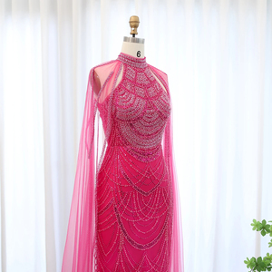 Jancember SZ209 Sexy Halter Paillettes Sirène Robes De Soirée Avec Châle - Product Image 4