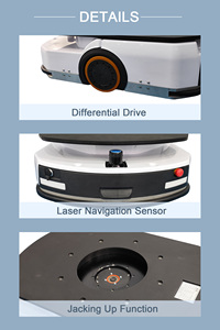 Tzbot công suất cao tự trị AGV AMR Robot 300kg tải trọng với độ chính xác Laser Slam hướng dẫn - Product Image 5