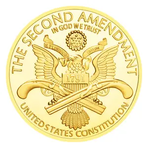 قانون الدولة الأمريكي 2nd Amendment كوين تذكار مطلي بالذهب حق الشعب في الاحتفاظ بحمل السلاح