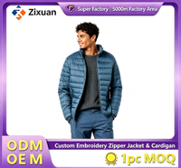 Veste matelassée légère pour homme avec fermeture éclair personnalisée, col montant, pliable, manteau d'hiver OEM ODM