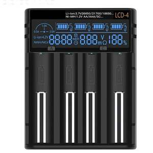 Cargador rápido para pilas AA/AAA, 4 ranuras, negro; carga eficiente y rápida para dispositivos electrónicos. - Product Image 1