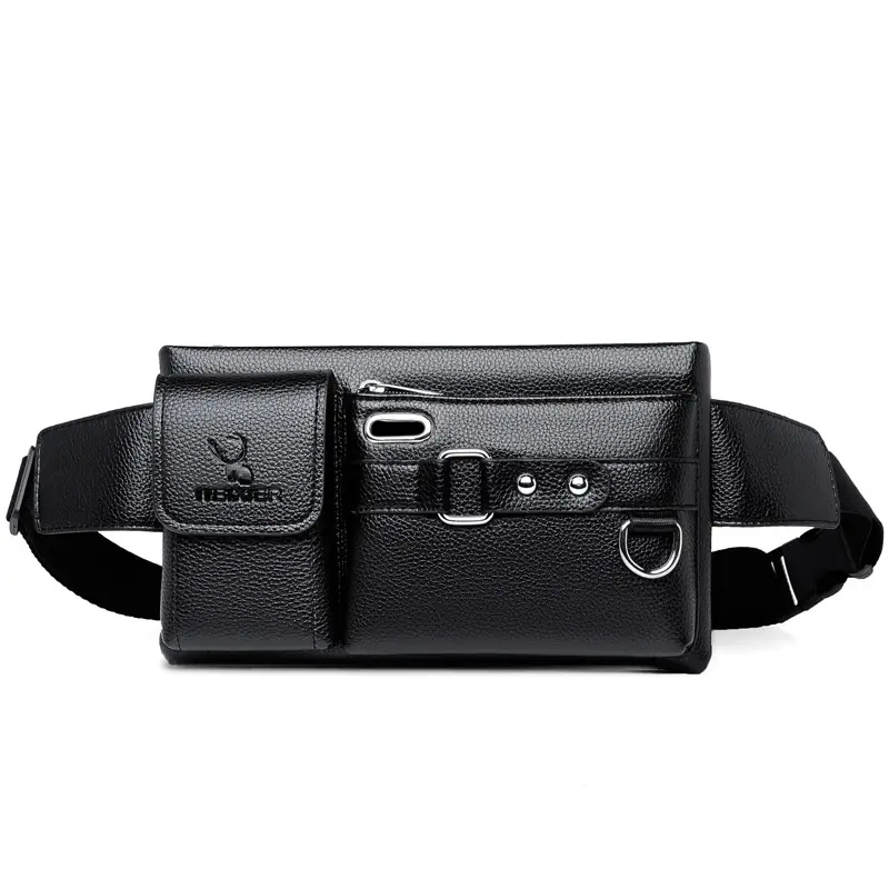 Custom PU waist belt bag leather fanny pack for men