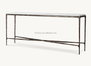 Table <span class=keywords><strong>console</strong></span> moderne de haute qualité <span class=keywords><strong>en</strong></span> marbre naturel antique, durable, avec cadre <span class=keywords><strong>en</strong></span> fer forgé <span class=keywords><strong>doré</strong></span>, meuble étroit pour salon, pour la maison - Product Image 3