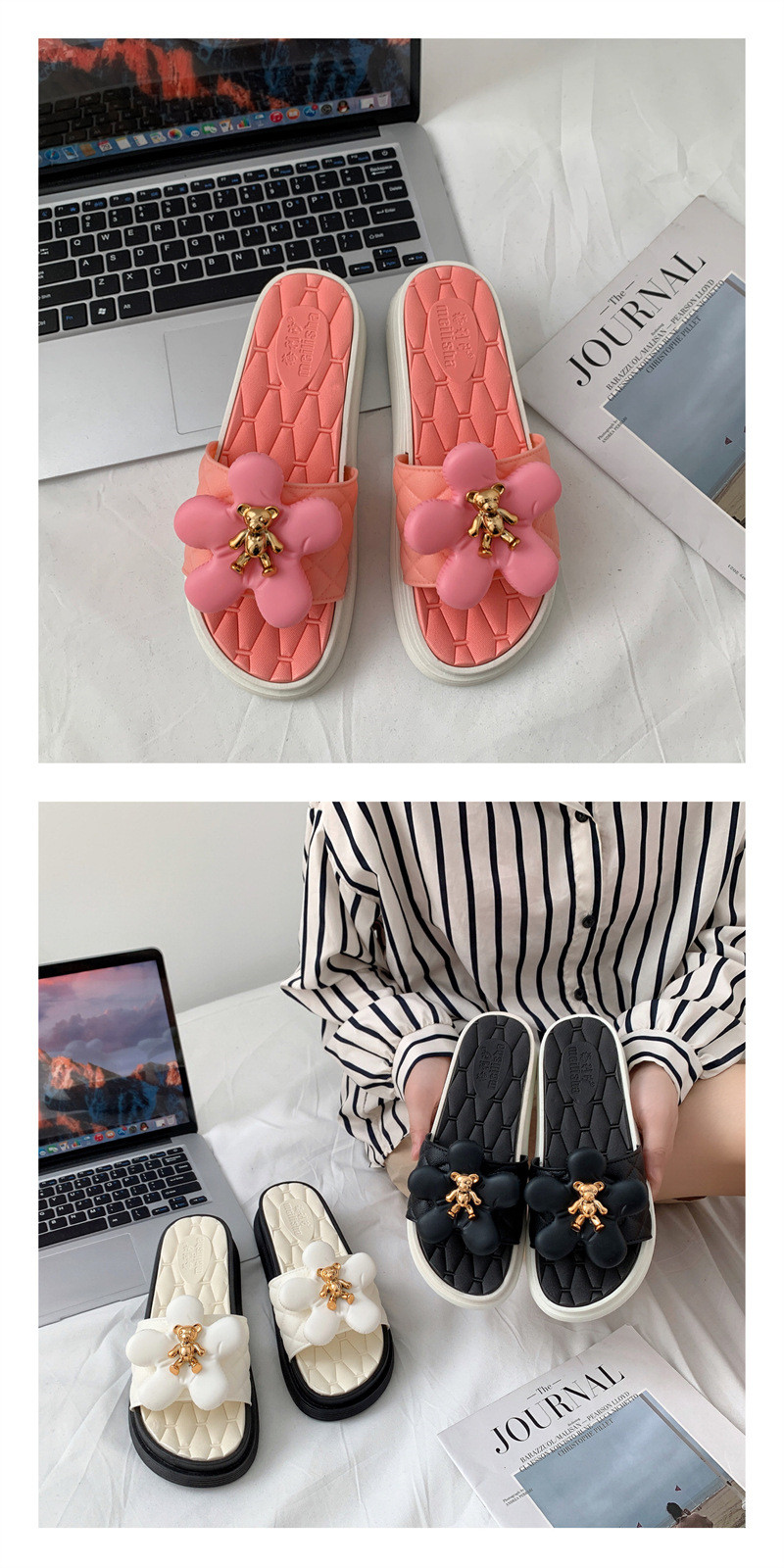 Ladies Wholesale China Flat Shoes Heightening and Thickening Casual Flat Sandals Slippers Women