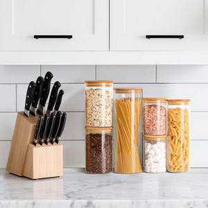 Recipiente de Vidrio Moderno para Almacenamiento de Alimentos de 540 ml/180 oz con Tapa de Bambú, Apto para Calentar, Ideal para Fiestas - Product Image 4