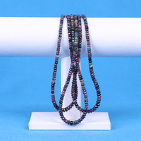 Perles de rondelle en opale noire naturelle Perle d'opale 3-4mm Brins de perles d'opale noire pour la fabrication de bijoux