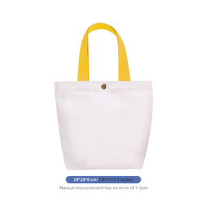 Sac fourre-tout en toile avec impression de logo personnalisé, taille moyenne, poignée longue, fermeture à bouton, sac de shopping pour usage quotidien - Product Image 4