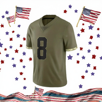 Gran Venta # 12 Tom Brady # 17 Josh Allen # Camiseta 15 Patrick Mahomes Salute Service, Color Oliva, Cosida, Transpirable, 100% Poliéster, Americana