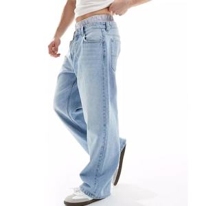 Nouveau jean pour homme, coupe ample, taille haute, bleu délavé, personnalisé, haute qualité, tendance - Product Image 2