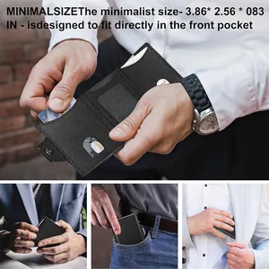 Mens Smart Pop Up Wallet Card Holder RFID Blocking Tri-fold Minimalist Coin Wallet