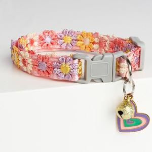 Gran oferta, <span class=keywords><strong>Collar</strong></span> de cuello para mascotas de poliéster bordado Floral de lujo, accesorios personalizados para perros y gatos, campana personalizada, venta transfronteriza - Product Image 5