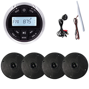 Haut-parleurs marins étanches de 4 pouces H-5104*4 + Écran LCD Lecteur radio BT MP3 FM/AM/USB H-833 + Câble de données USB + Antenne -KIT - Product Image 1