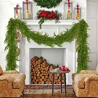 Guirlande de Noël en plastique vert écologique moderne à LED, faite à la main, de luxe, en forme de cône de pin, pour la décoration intérieure de la maison, plante artificielle