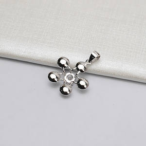 Wenchi S925 Plata Soporte de Flor Pequeña para 5 Cuentas, Colgante de Perla de 7-8 mm, Accesorios DIY - Soporte de Colgante Vacío para Dijes de Perla Modelo - Product Image 3