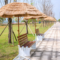 Parasols de plage de couleur naturelle en gros, portables, anti-UV, parasols de patio, palmier hawaïen, paille, pare-soleil, inclinaison réglable