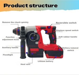 4-teiliges Lithium-Elektro werkzeugset 20V CR-V material Inklusive Schraubens chl üssel Hammer Winkels chl eifer Elektro mechanischer Bohrer Hard <span class=keywords><strong>Case</strong></span> Boxed - Product Image 4