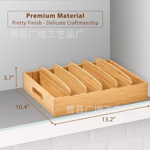 Wooden Compartment <b>Storage</b> <b>Box</b> With Removable Dividers Rectangle Standing Type For <b>Kitchen</b> Cabinet Organizers - Product Image 4