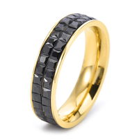 Bague élégance de luxe en acier inoxydable or 18 carats Nouvelle vente en gros de diamants de taille princesse en zircon dégradé coloré à double rangée