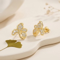 Orecchini a Perno in Argento Sterling 925 Stile Vintage con Diamanti Moissanite VVS GRA Placcati Oro a Forma di Foglia per Donna