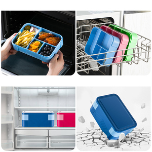 6 <b>Compartment</b> Bento <b>Box</b> PP5 Microwave Safe Leakproof <b>Lunch</b> <b>Box</b> <b>With</b> Fork Spoon Sauce Container Custom Logo For Office School - Product Image 4