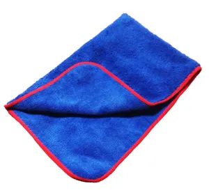 16 "x 24" ब्लू लाल बढ़त के साथ लंबे समय से कम टेरी Microfiber कार का ब्यौरा सुखाने तौलिया